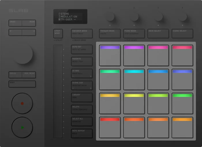alphatheta-alphatheta-slab-serato-midi-controller-16-basinc-hassasiyetli-rgb-pad-usb-c-bus-power-ve-oled-ekranla-serato-studio-da-sampling-ve-performansi-sezgisel-kontrol-edin-asimetrik-e-ticaret-görsel1